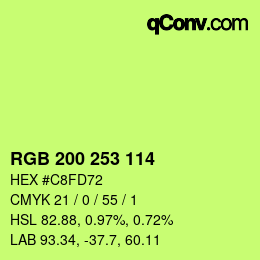 Color code: RGB 200 253 114 | qconv.com