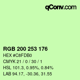 カラーコード: RGB 200 253 176 | qconv.com
