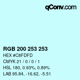 Color code: RGB 200 253 253 | qconv.com
