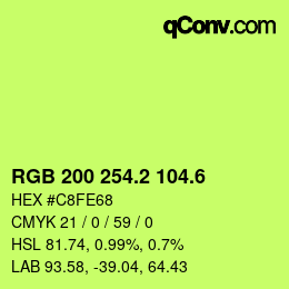 カラーコード: RGB 200 254.2 104.6 | qconv.com