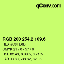 カラーコード: RGB 200 254.2 109.6 | qconv.com