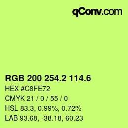 カラーコード: RGB 200 254.2 114.6 | qconv.com