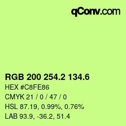 カラーコード: RGB 200 254.2 134.6 | qconv.com