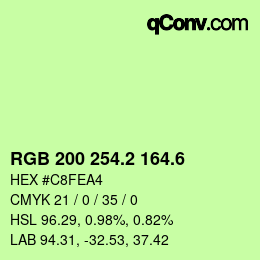 カラーコード: RGB 200 254.2 164.6 | qconv.com