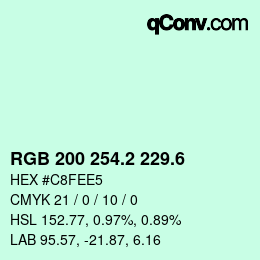 カラーコード: RGB 200 254.2 229.6 | qconv.com