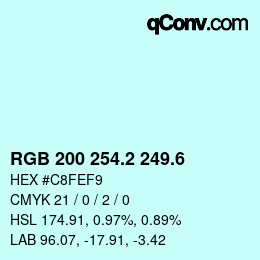 カラーコード: RGB 200 254.2 249.6 | qconv.com