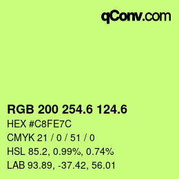 カラーコード: RGB 200 254.6 124.6 | qconv.com