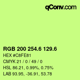カラーコード: RGB 200 254.6 129.6 | qconv.com