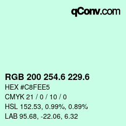 カラーコード: RGB 200 254.6 229.6 | qconv.com