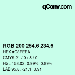 カラーコード: RGB 200 254.6 234.6 | qconv.com