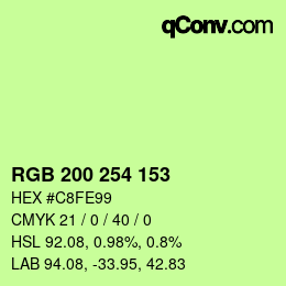 カラーコード: RGB 200 254 153 | qconv.com