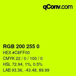 Color code: RGB 200 255 0 | qconv.com