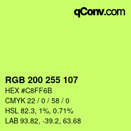 Color code: RGB 200 255 107 | qconv.com