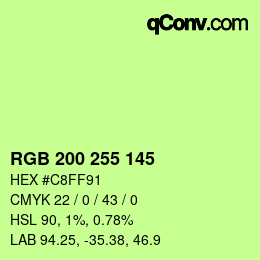 Color code: RGB 200 255 145 | qconv.com