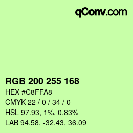 Color code: RGB 200 255 168 | qconv.com