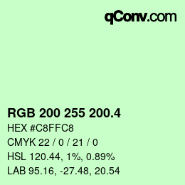 カラーコード: RGB 200 255 200.4 | qconv.com