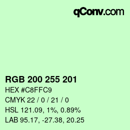 Color code: RGB 200 255 201 | qconv.com