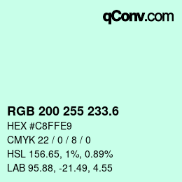 カラーコード: RGB 200 255 233.6 | qconv.com