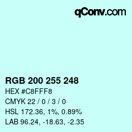Color code: RGB 200 255 248 | qconv.com