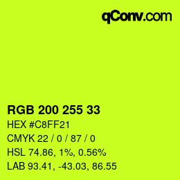 Color code: RGB 200 255 33 | qconv.com