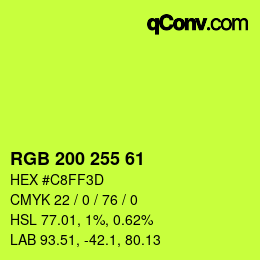 Color code: RGB 200 255 61 | qconv.com