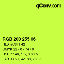 颜色代码: RGB 200 255 66 | qconv.com