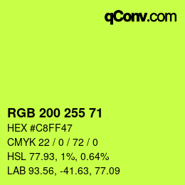 Color code: RGB 200 255 71 | qconv.com