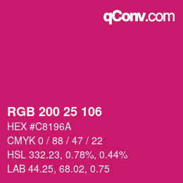 Color code: RGB 200 25 106 | qconv.com