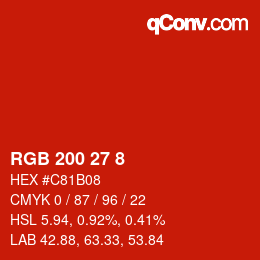 Color code: RGB 200 27 8 | qconv.com