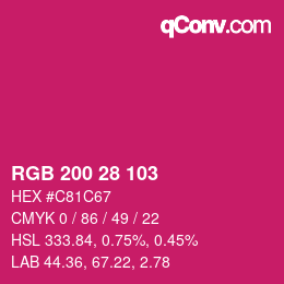 Color code: RGB 200 28 103 | qconv.com