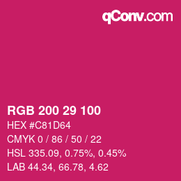 Color code: RGB 200 29 100 | qconv.com