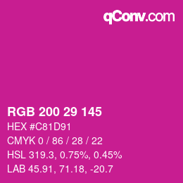 Color code: RGB 200 29 145 | qconv.com