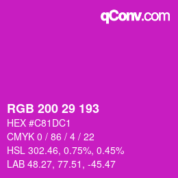 颜色代码: RGB 200 29 193 | qconv.com