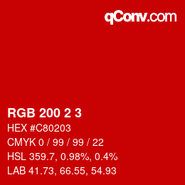 Color code: RGB 200 2 3 | qconv.com