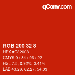 カラーコード: RGB 200 32 8 | qconv.com