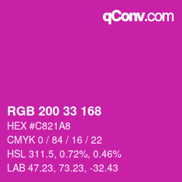 Color code: RGB 200 33 168 | qconv.com