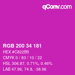 カラーコード: RGB 200 34 181 | qconv.com