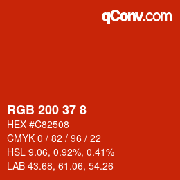 カラーコード: RGB 200 37 8 | qconv.com