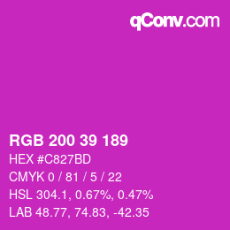 Color code: RGB 200 39 189 | qconv.com