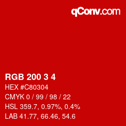 カラーコード: RGB 200 3 4 | qconv.com