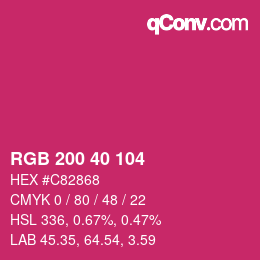 颜色代码: RGB 200 40 104 | qconv.com