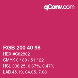 颜色代码: RGB 200 40 98 | qconv.com