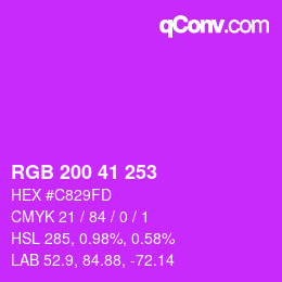 Color code: RGB 200 41 253 | qconv.com