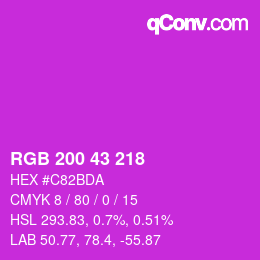 Farbcode: RGB 200 43 218 | qconv.com