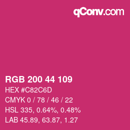 Color code: RGB 200 44 109 | qconv.com