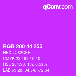 カラーコード: RGB 200 44 255 | qconv.com