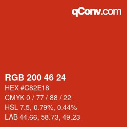 Color code: RGB 200 46 24 | qconv.com