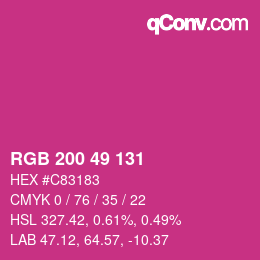 颜色代码: RGB 200 49 131 | qconv.com