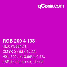 Color code: RGB 200 4 193 | qconv.com