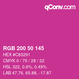 Color code: RGB 200 50 145 | qconv.com